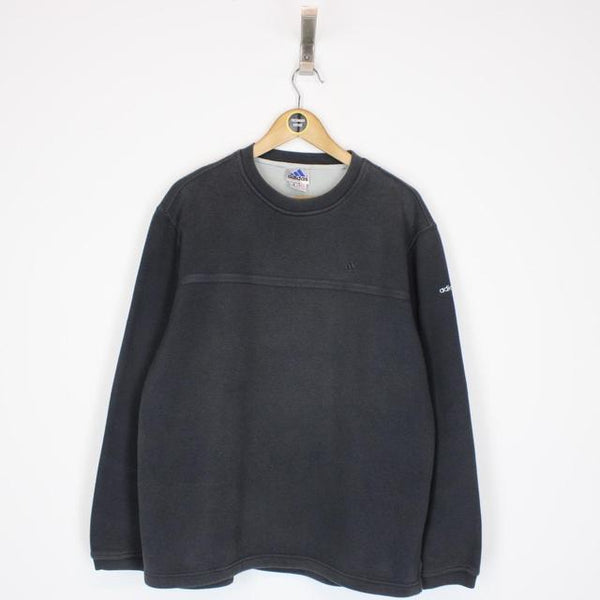 Vintage 90s Adidas Dark Grey Spellout Sweatshirt Jumper