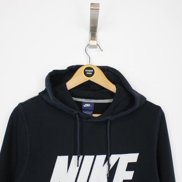 Nike Navy Blue and White Spellout Hoodie Jumper