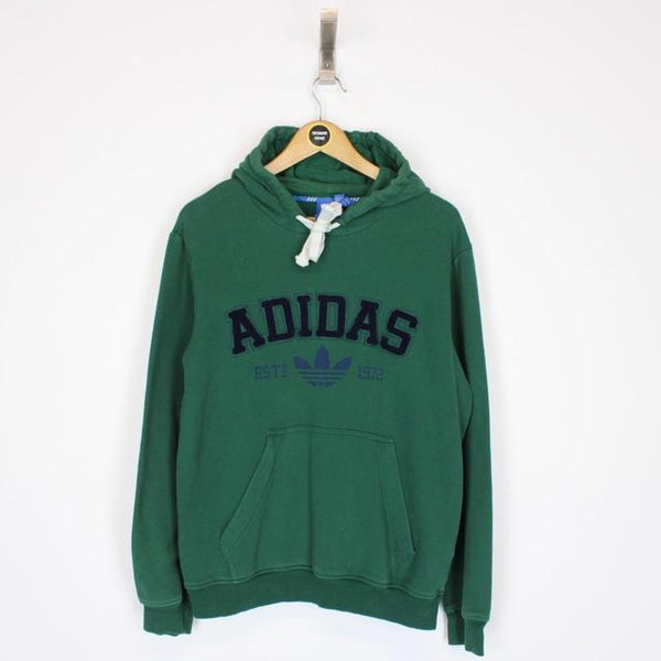 Adidas Green and Navy Blue Spellout Hoodie Jumper