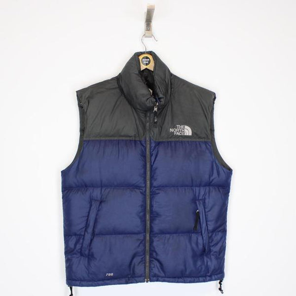 Vintage 90s The North Face Grey and Navy 700 Nupste Down Gilet Bodywarmer