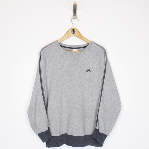 Vintage 00s Adidas Grey Spellout Sweatshirt Jumper