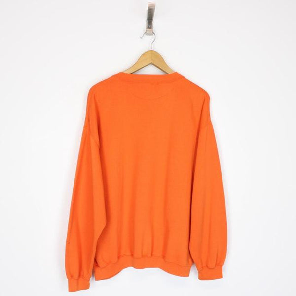 Vintage 90s Naf Naf Orange Spellout Sweatshirt Jumper