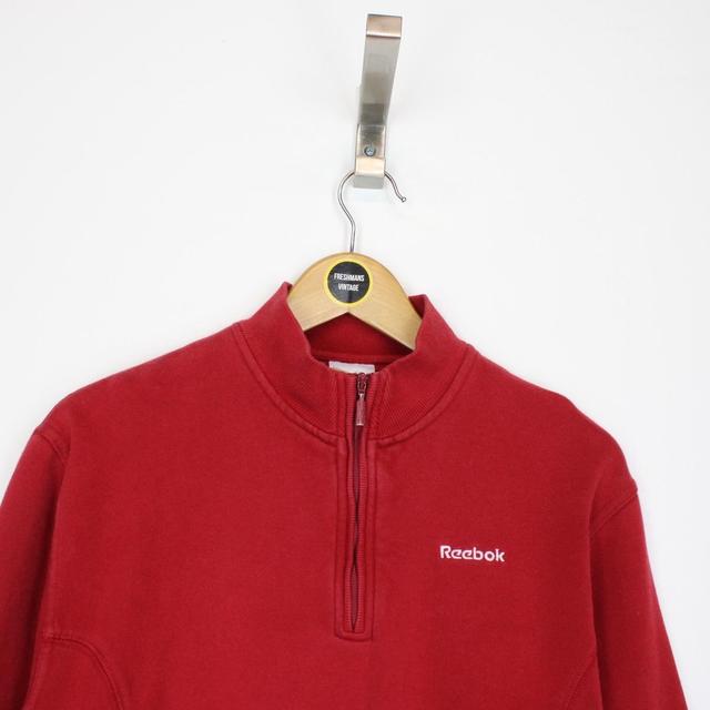 Vintage 00s Reebok Red 1/4 Zip Spellout Sweatshirt Jumper