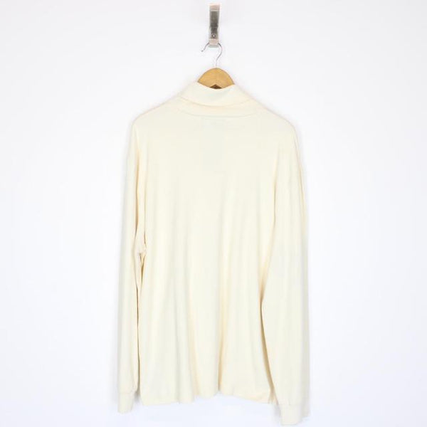 Vintage 90s Polo Ralph Lauren Cream Roll Neck Sweatshirt Jumper