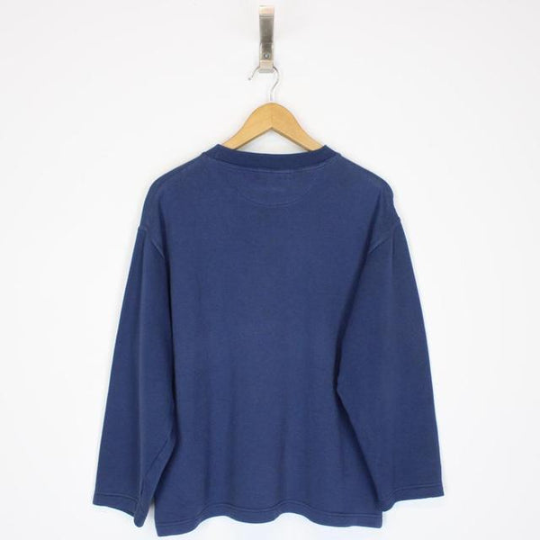 Vintage 90s Naf Naf Navy Blue Spellout Sweatshirt Jumper