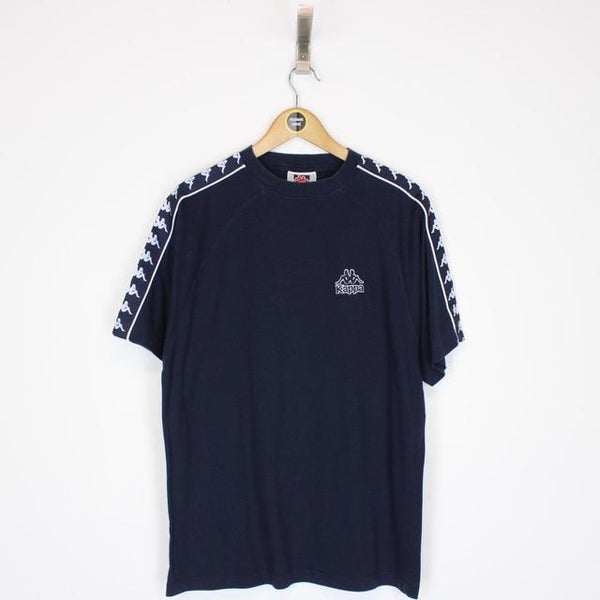 Vintage 90s Kappa Navy Blue and White Short Sleeve T-Shirt