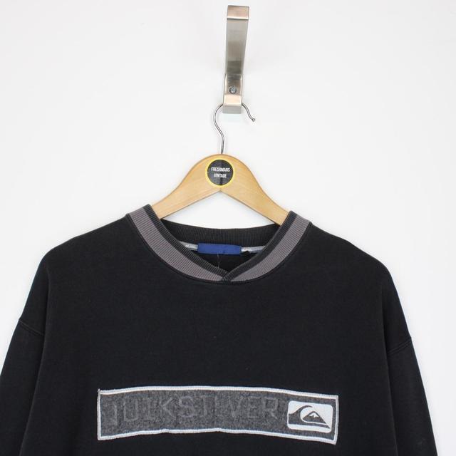 Vintage 90s Quiksilver Black Crew Neck Spellout Sweatshirt Jumper