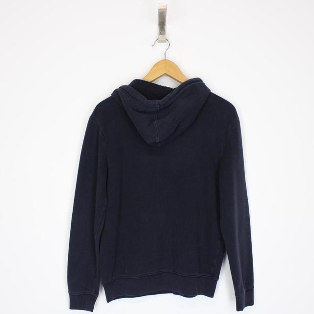 Vintage 00s GAP Navy Blue and Grey Pullover Spellout Hoodie Jumper