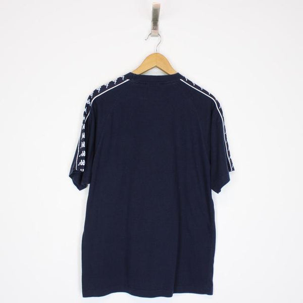 Vintage 90s Kappa Navy Blue and White Short Sleeve T-Shirt