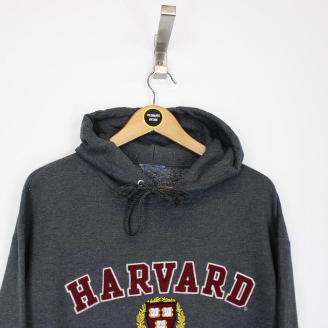 Vintage 90s Champion Harvard USA Grey Spellout Hoodie Jumper