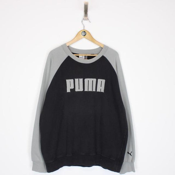 Vintage 90s Puma Black and Grey Sweatshirt Jumper