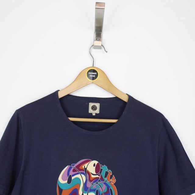 Pretty Green Navy Blue and Multicoloured Spellout Short Sleeve T-Shirt