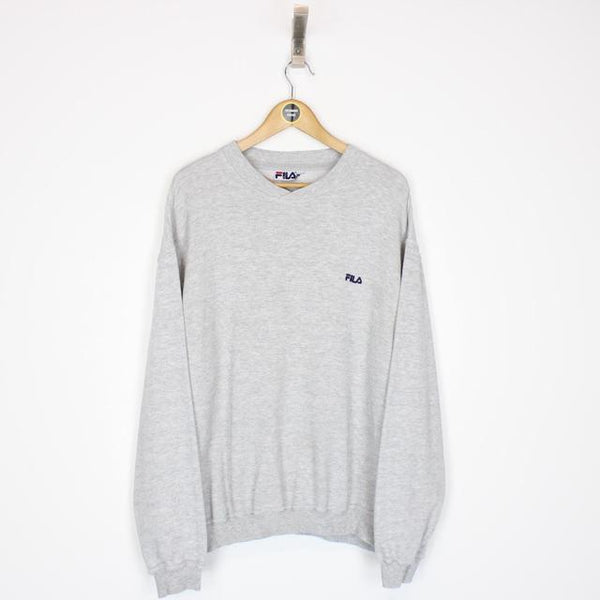 Vintage 90s Fila Grey Spellout Sweatshirt Jumper