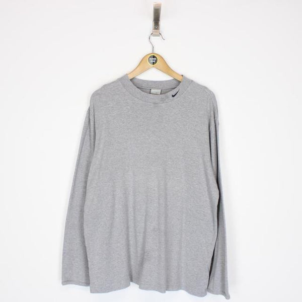 Vintage 00s Nike Grey Long Sleeve Mock Neck T-Shirt