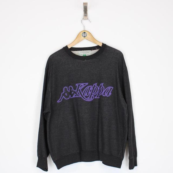 Vintage 90s Kappa Grey and Purple Spellout Sweatshirt Jumper