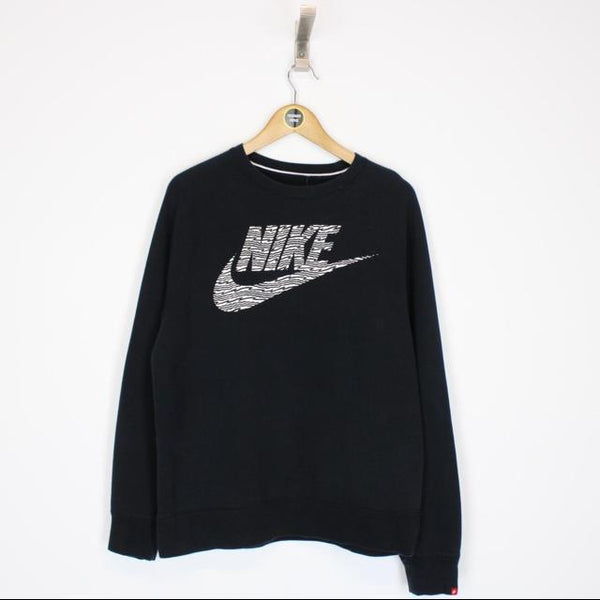 Nike Black and White Crew Neck Spellout Sweatshirt Jumper