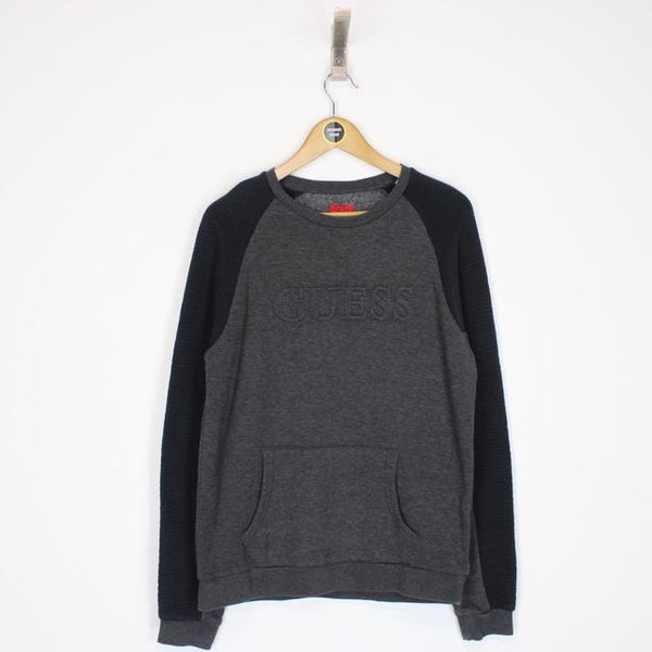 Guess Grey and Black Spellout Sweatshirt Jumper