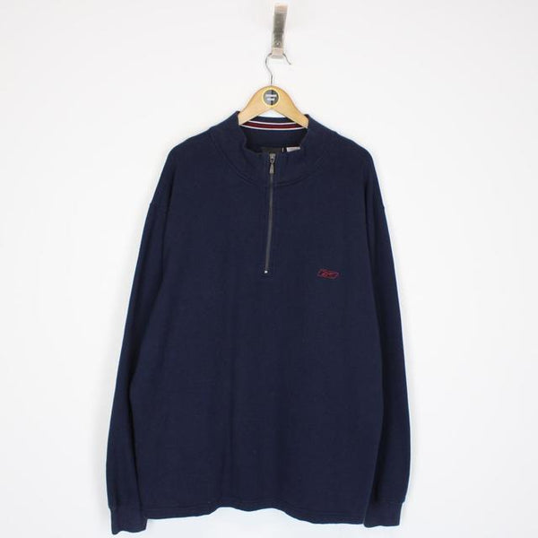 Vintage 00s Reebok Navy Blue 1/4 Zip Sweatshirt Jumper