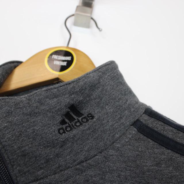 Vintage 00s Adidas Dark Grey 1/4 Zip Spellout Sweatshirt Jumper