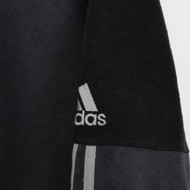 Vintage 00s Adidas Grey and Black Spellout Fleece Hoodie Jumper