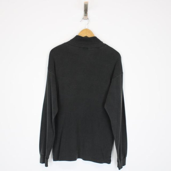 Vintage 90s Nike Black Long Sleeve Roll Neck Spellout T-Shirt