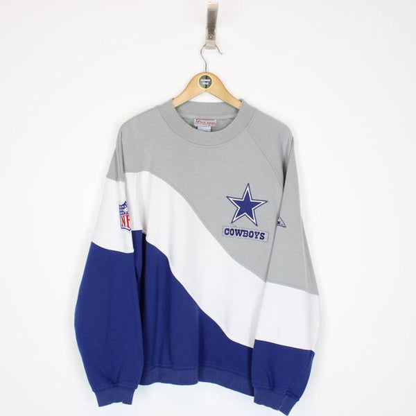 Vintage 90s Dallas Cowboys NFL Grey, White and Blue USA Sweatshirt Jumper