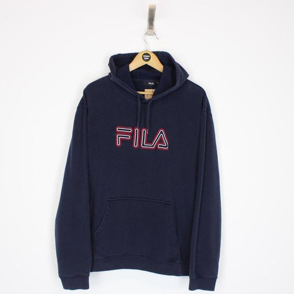 Vintage 00s Fila Navy Blue Pullover Spellout Hoodie Jumper