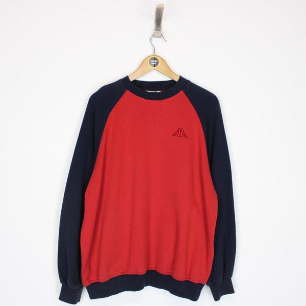 Vintage 90s Kappa Red and Navy Blue Sweatshirt Jumper