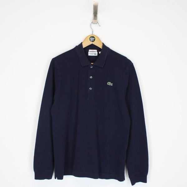 Lacoste Navy Blue Long Sleeve Cotton Polo Shirt