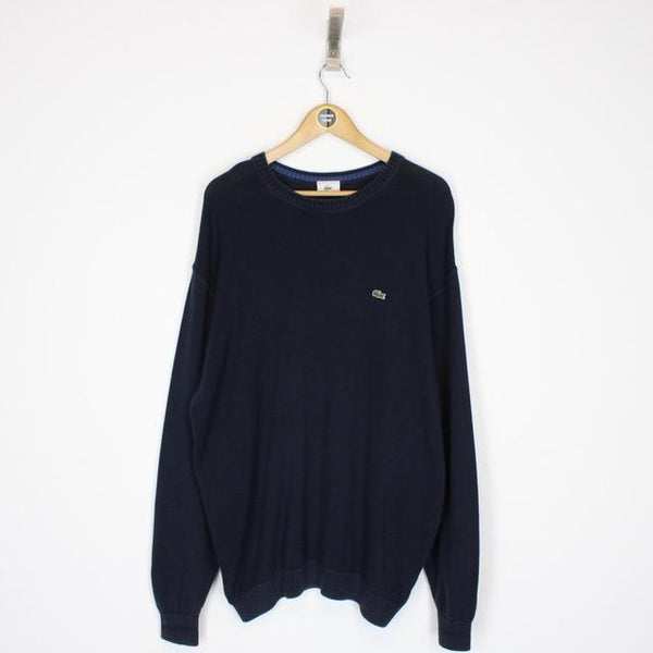 Lacoste Navy Blue Crew Neck Cotton Knit Sweatshirt Jumper