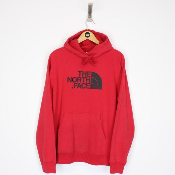 Vintage 00s The North Face Red and Black Spellout Hoodie Jumper