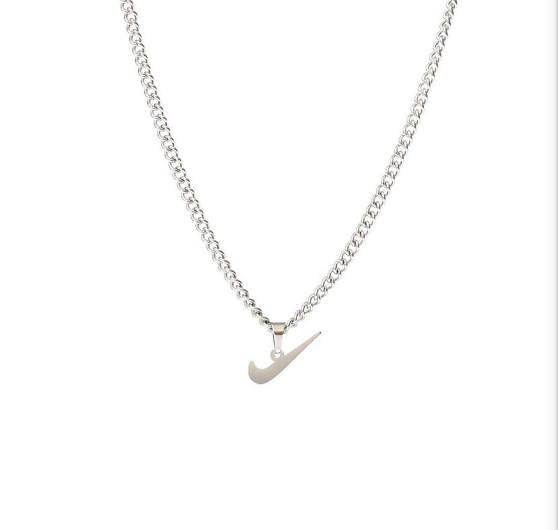 Nike Swoosh Pixel Art Necklace : Silver Plated 